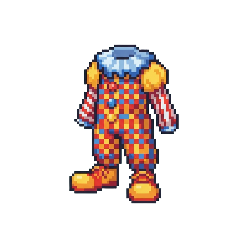 A Goofy Checkered Clown Suit with Huge Shoes