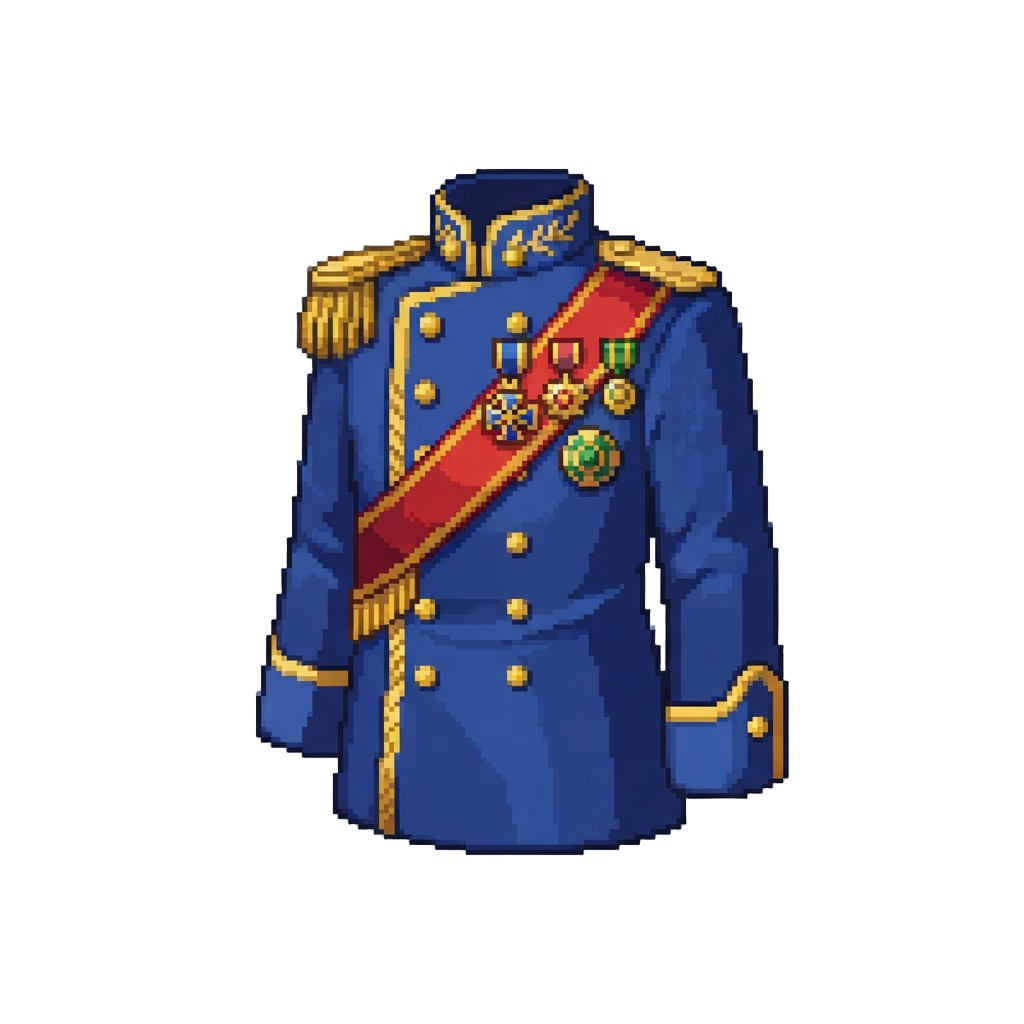 A Grand Ceremonial Royal Uniform with Colorful Medals