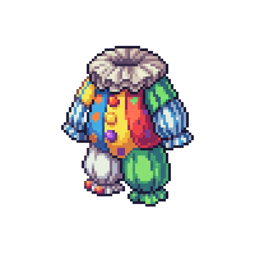 A Silly Neon Clown Costume with a Ruffled Collar