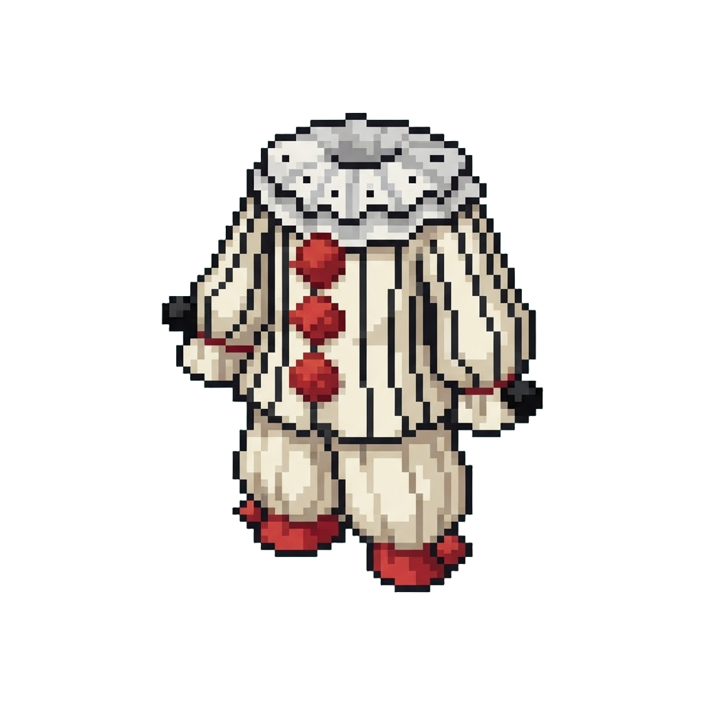 A Classic Pierrot Clown Outfit with Pompoms
