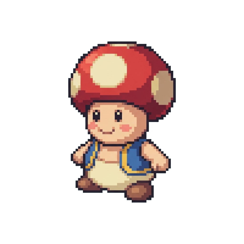 A Plump Toad Plushie with a Red Spotted Mushroom Cap