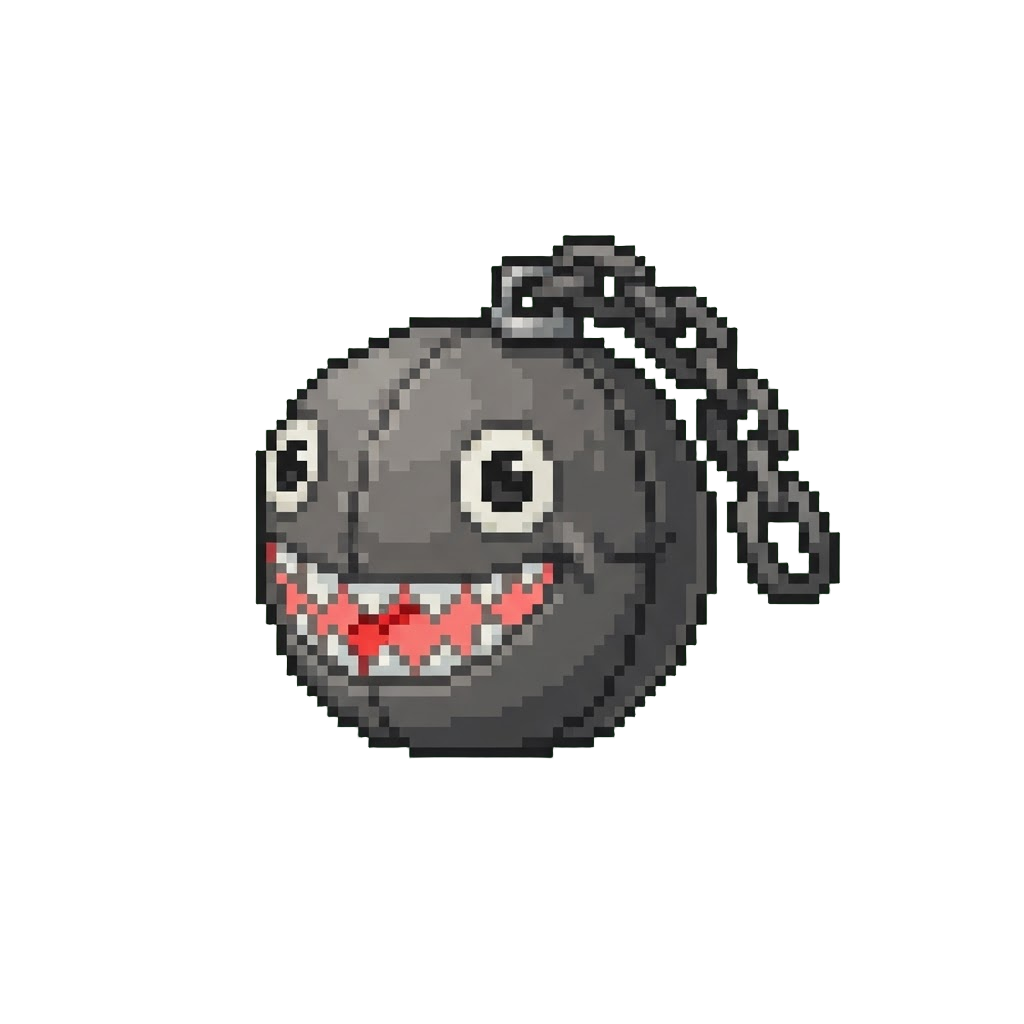 A Chomp Chain Plushie with a Big Toothy Grin