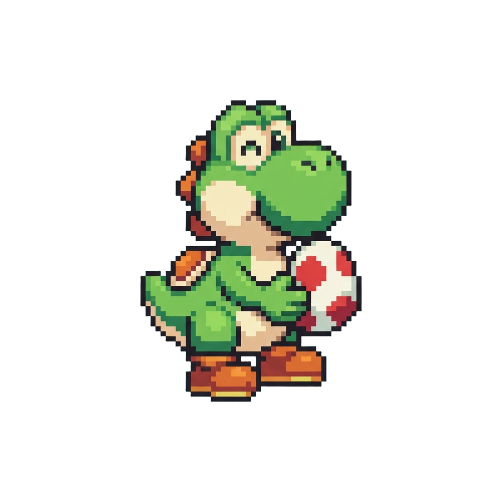 A Cute Green Yoshi Plushie Holding an Egg