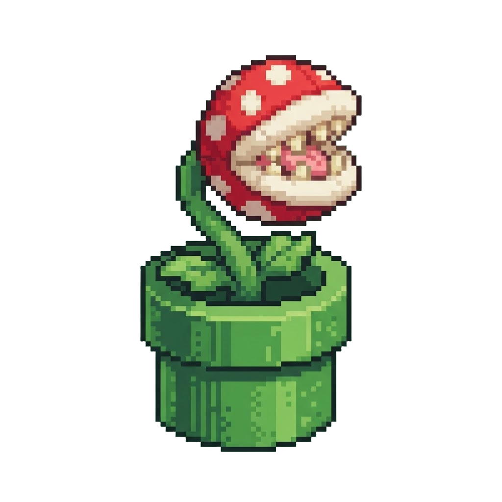 A Piranha Plant Plushie Poking Out of a Green Pipe