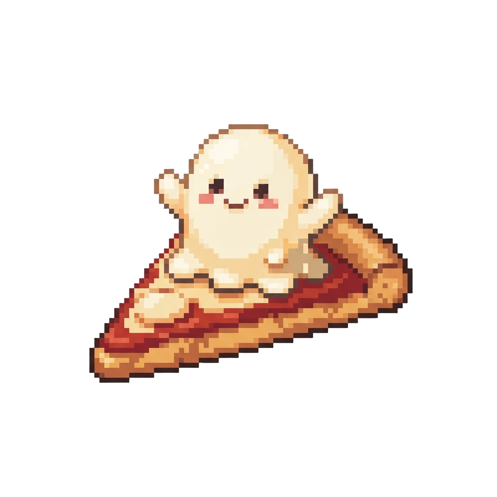 A Smiling Melted Mozzarella Person Standing Atop the Slice