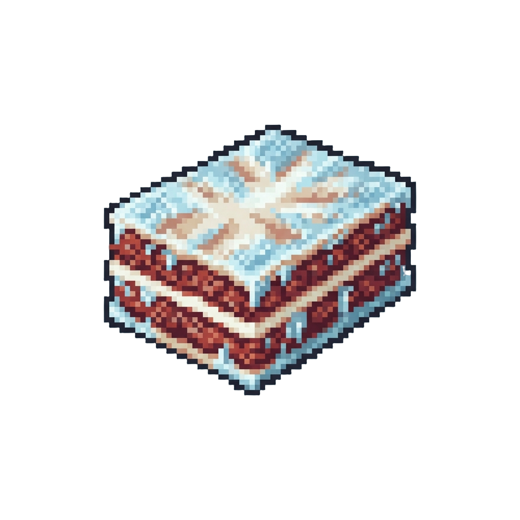 An Icy Uncooked Frozen Lasagna Slice Hard As a Brick