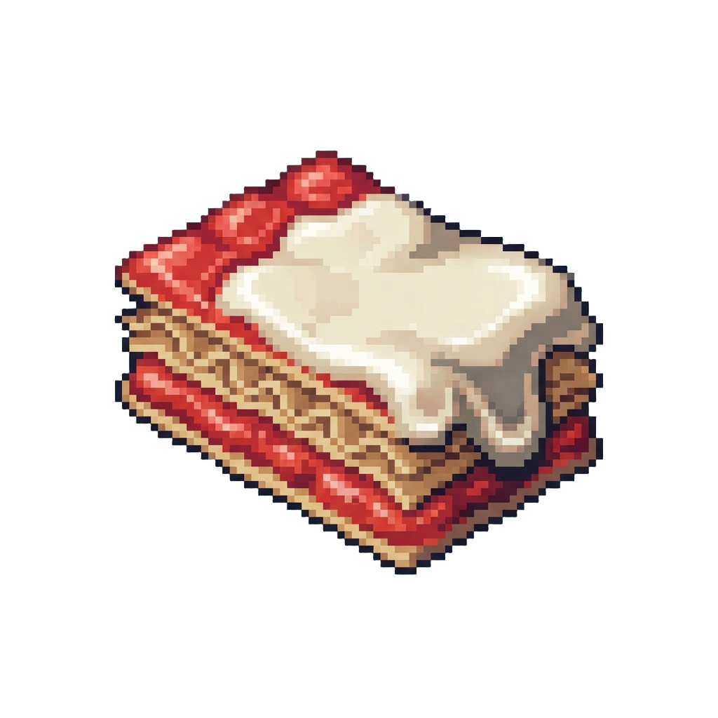 A Rubbery Fake Plastic Lasagna Slice That Bounces Off the Plate