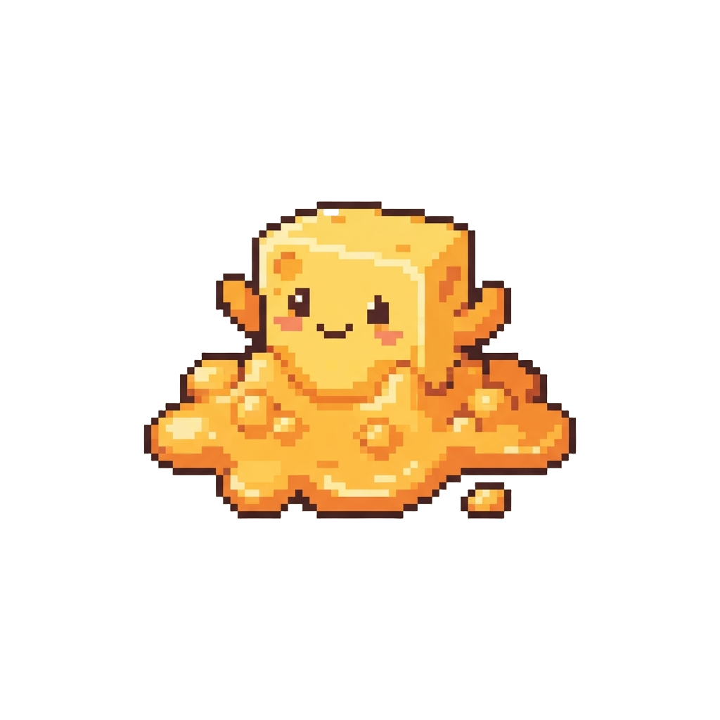 An Adorable Cheddar Character Popping Out of the Melted Cheese