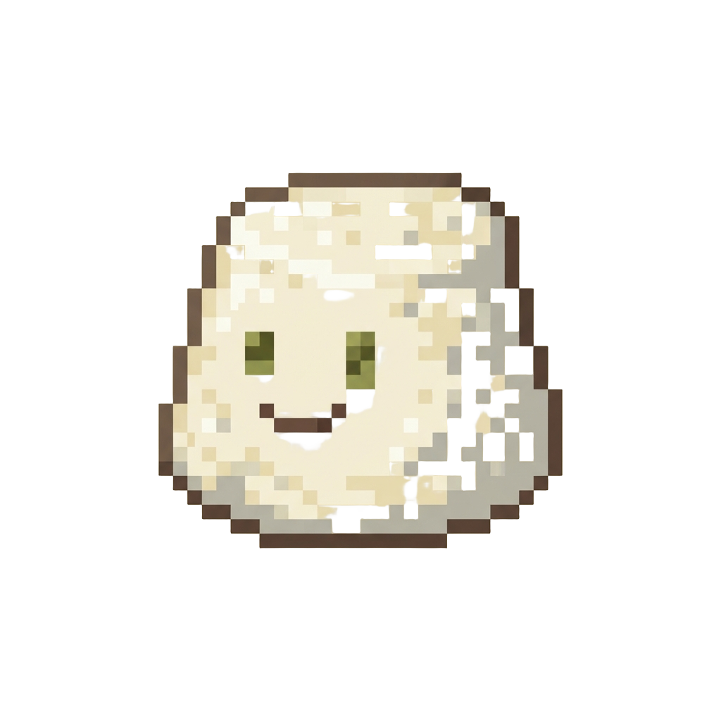 A Cozy Ricotta Cheese Person with Cute Olive Eyes and a Smile