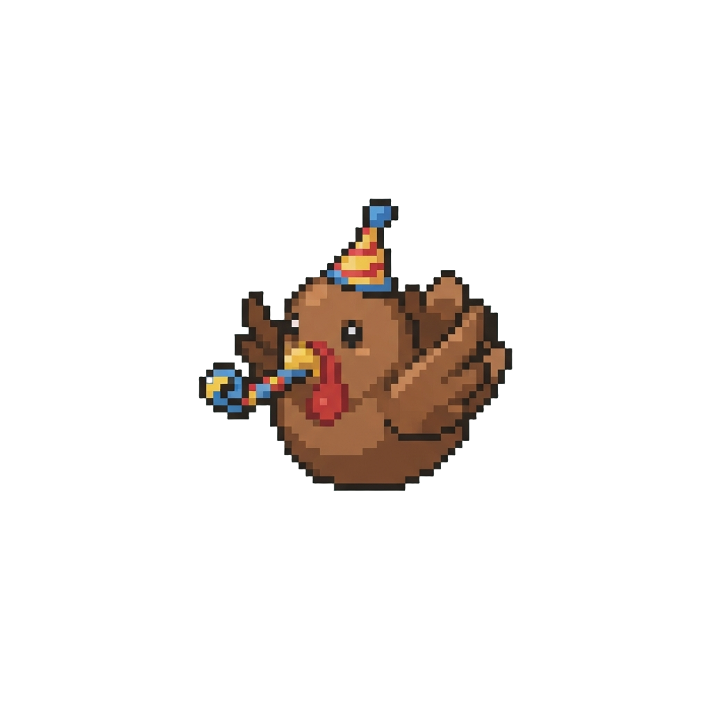 A Adorable Little Turkey Popping Up with a Little Party Blower