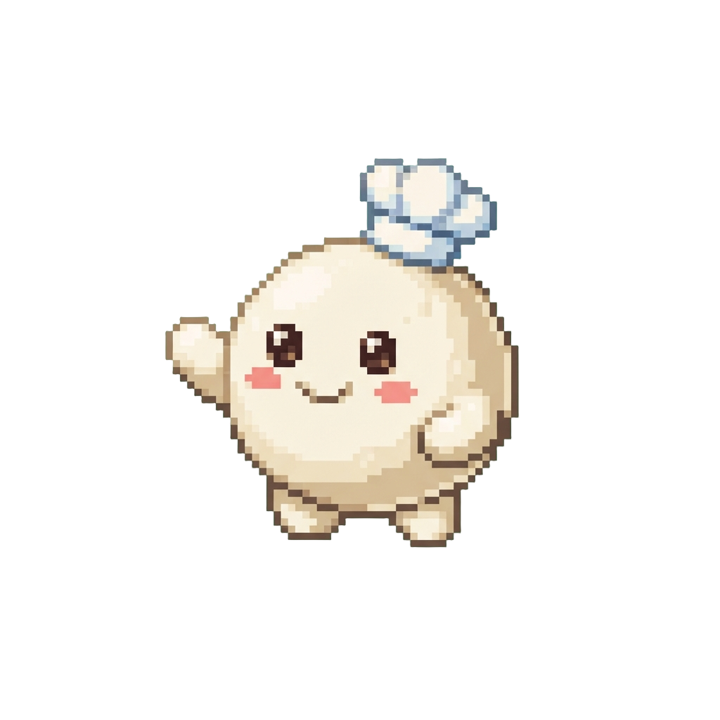 A Cheerful Mozzarella Cheese Person Wearing a Tiny Chef Hat