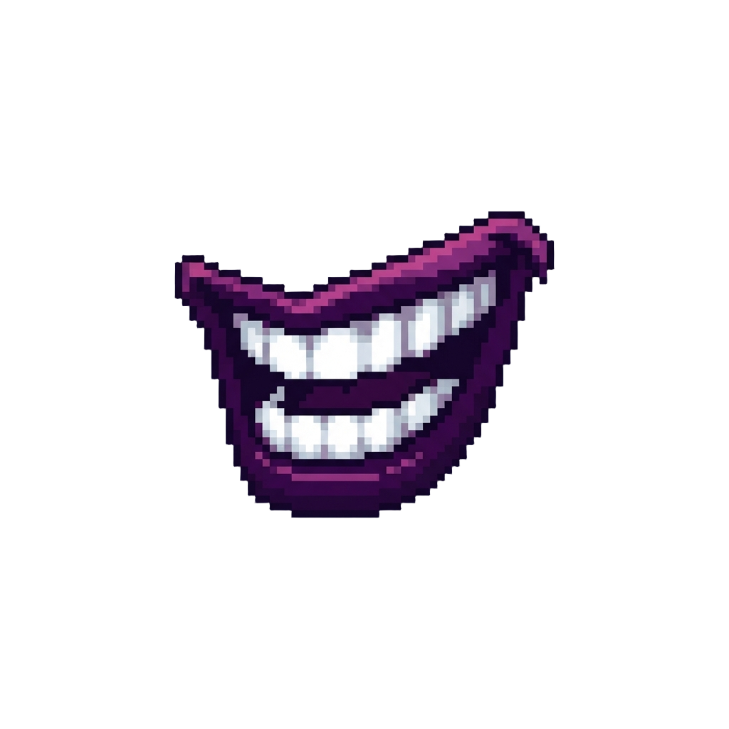 A Supervillain Rictus Grin with Gleaming White Teeth