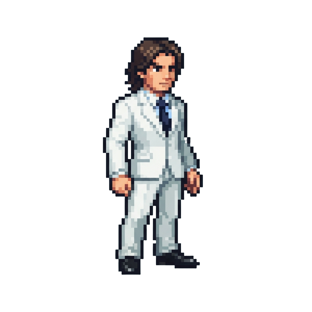An Exact Carbon-copy Clone Wearing a Pristine White Suit