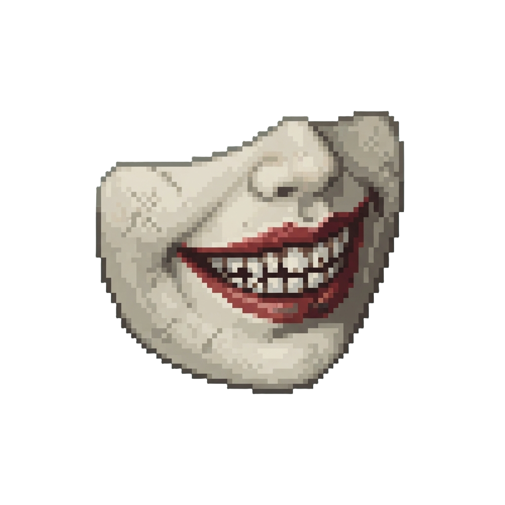 A Creepy Doll-like Smile Full of Tiny White Teeth
