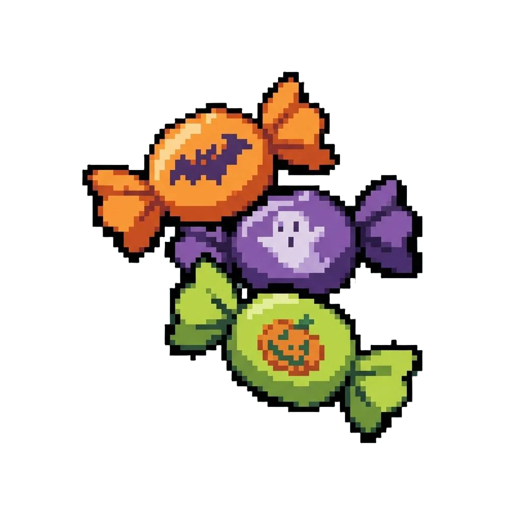 A Cascade of Colorful Halloween Wrapped Sweets