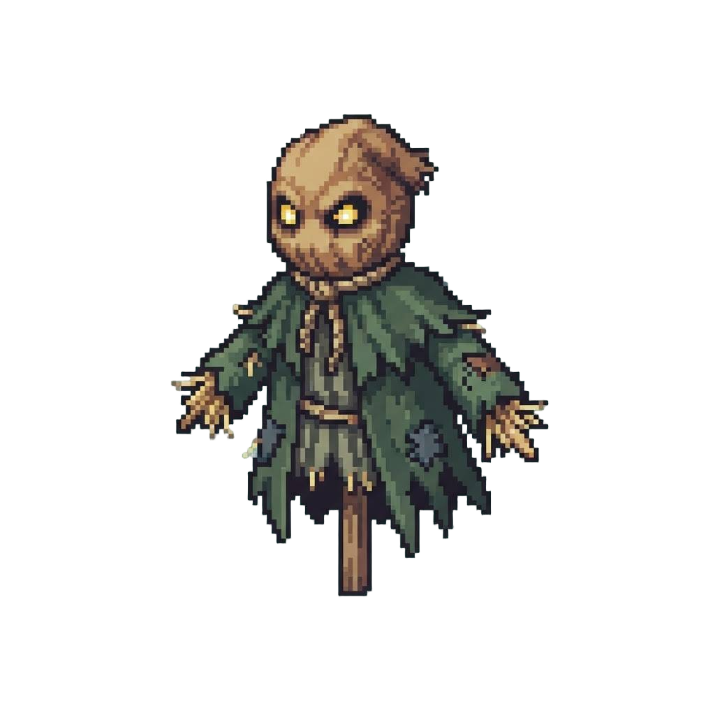 A Glowing-eyed Creepy Scarecrow