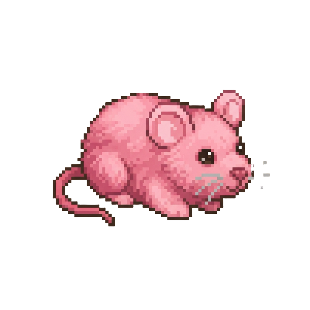 A Squeaking Fluffy Pink Toy Mouse