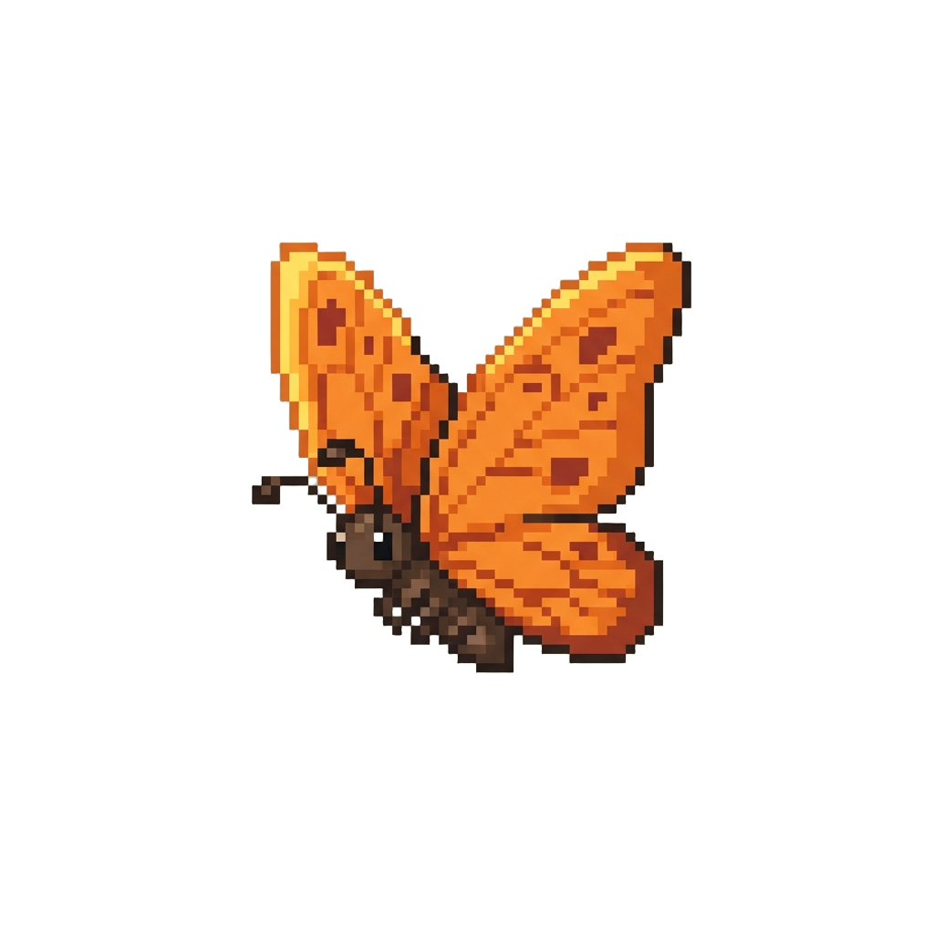 A Tiny Fluttering Cute Orange Butterfly