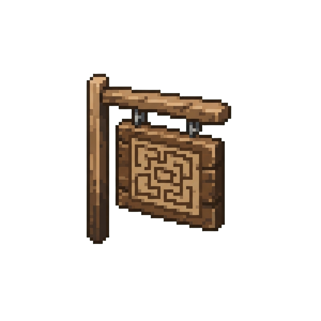A Swinging Creaky Wooden Maze Sign