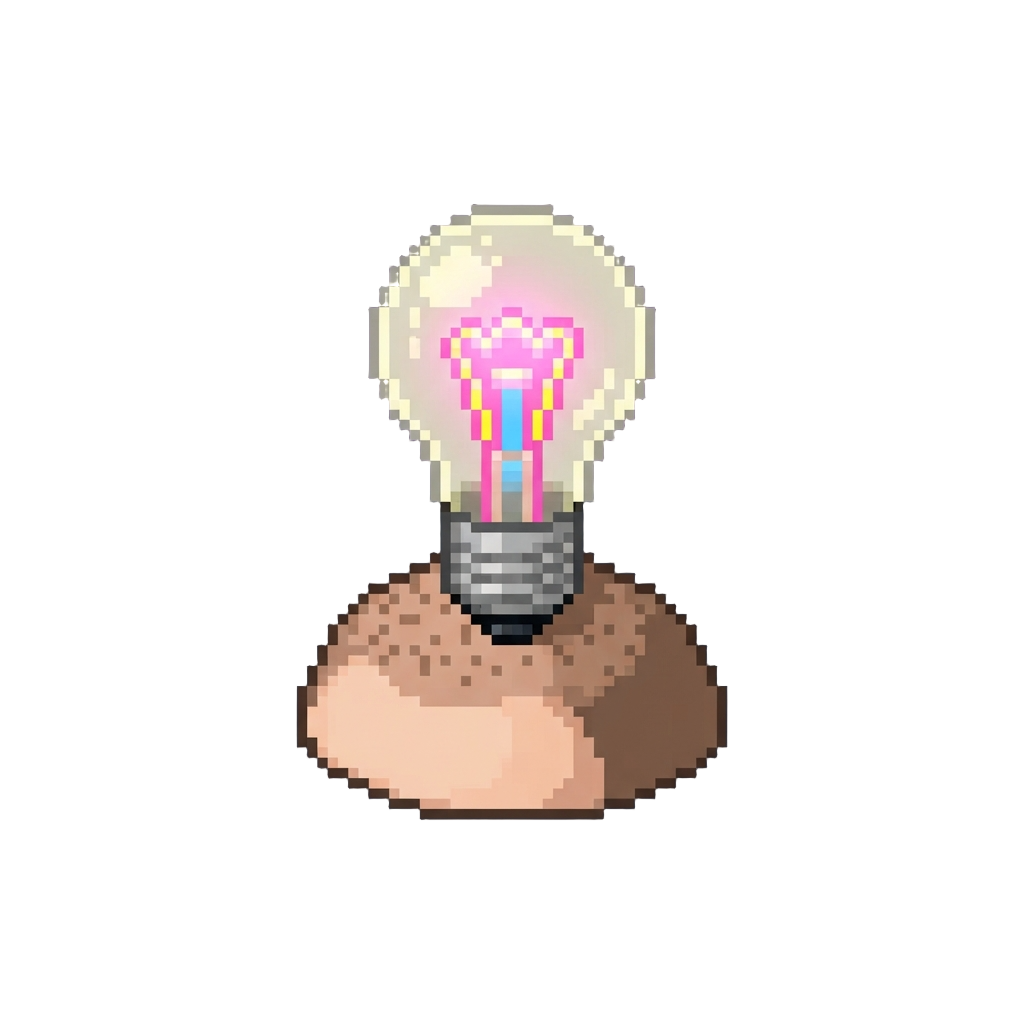 A Glowing Neon Light-bulb Sprouting Directly From Scalp