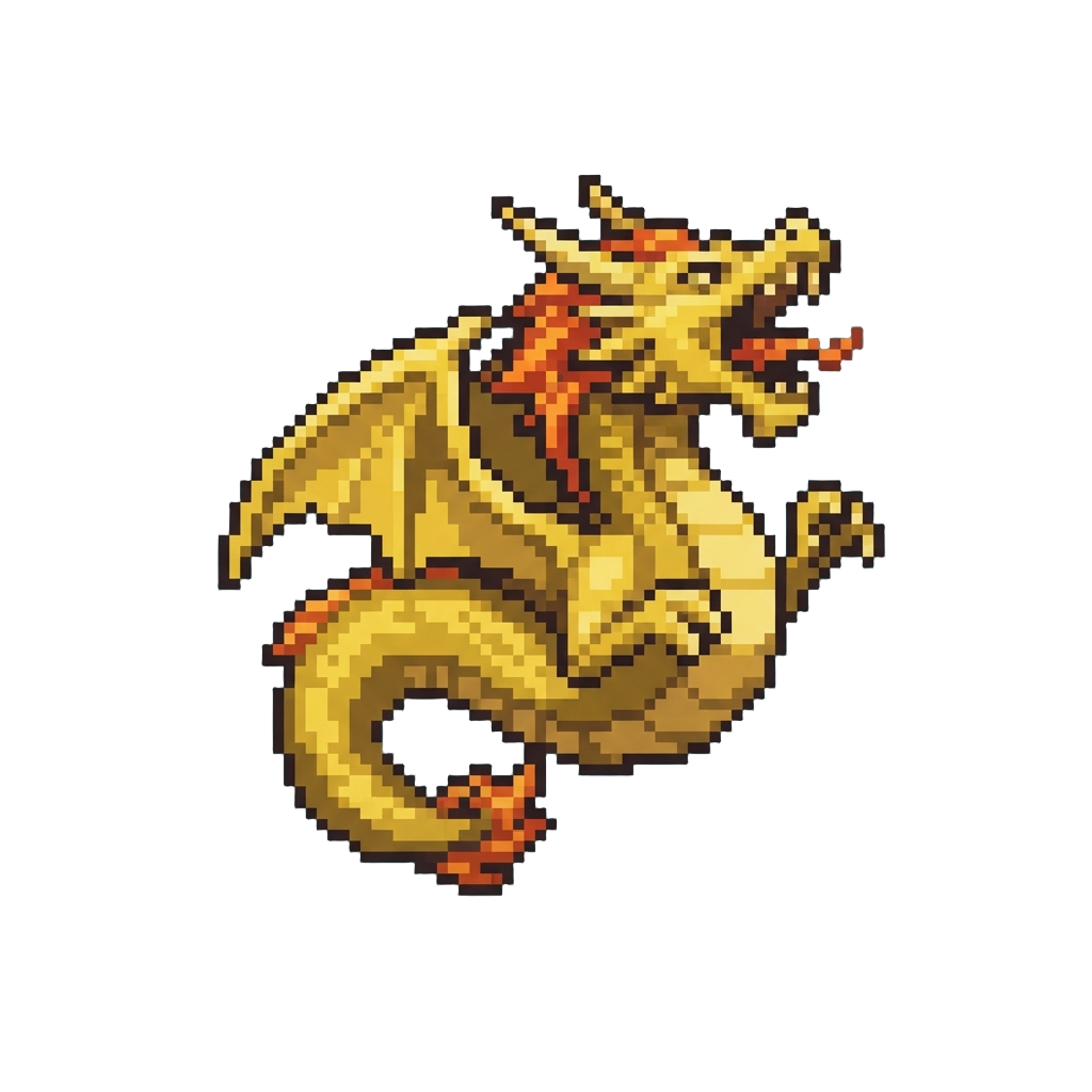 A Roaring Golden Dragon Spirit
