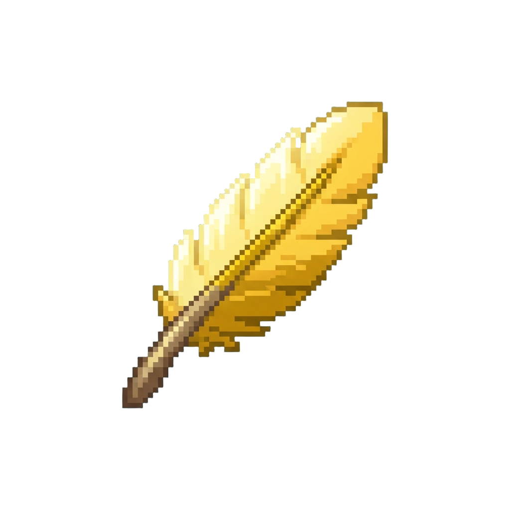 A Single Floating Glowing Feather