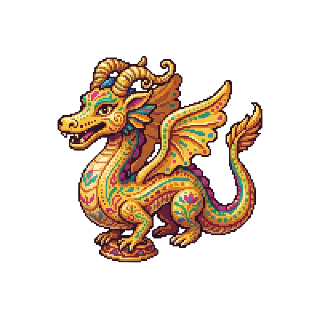 A Majestic Golden Alebrije Dragon Spirit