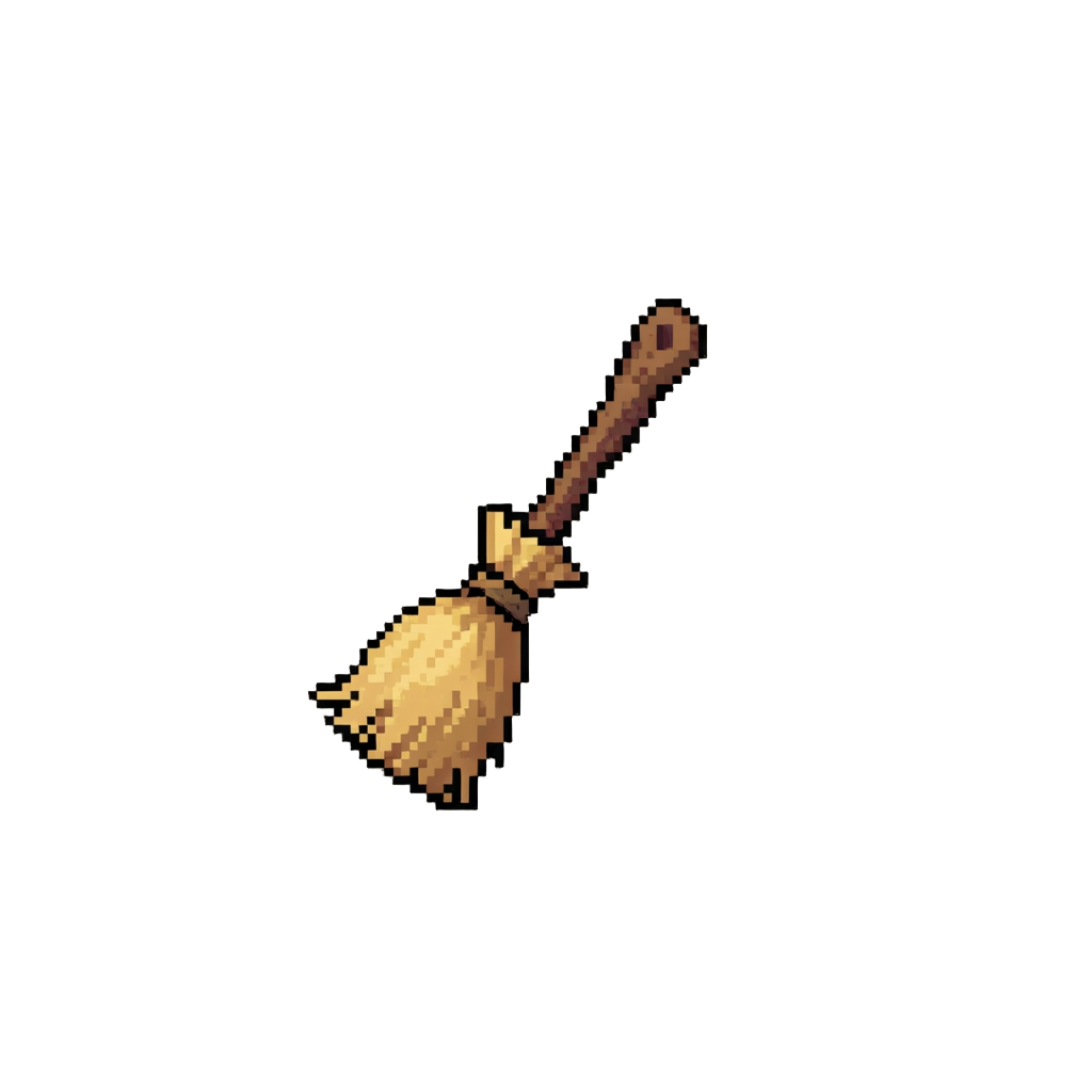 A Miniature Toy Broomstick That Hovers Slightly