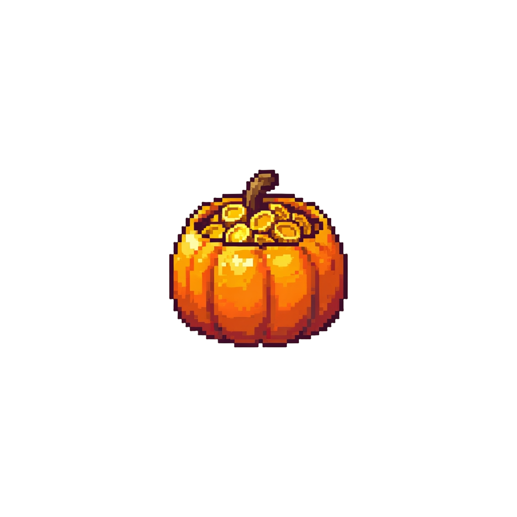 A Sparkling Pumpkin Lantern Filled with Golden Coins