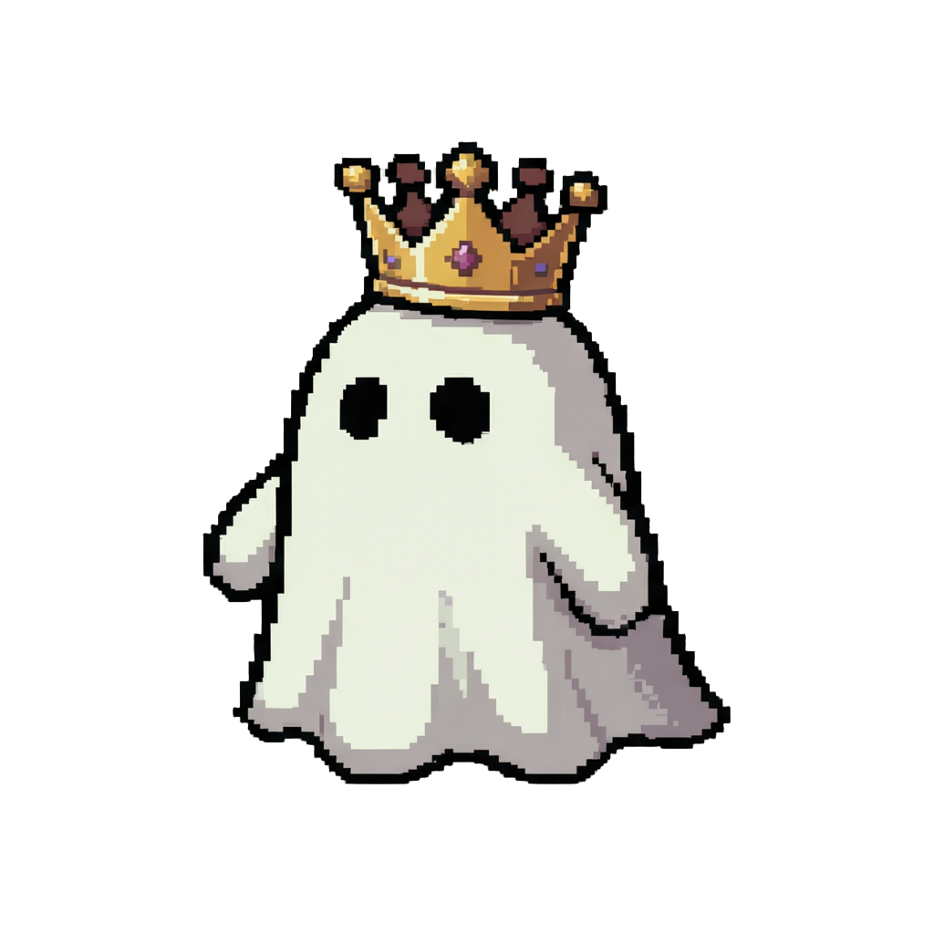 A Oversized Plush Ghost King with a Crown