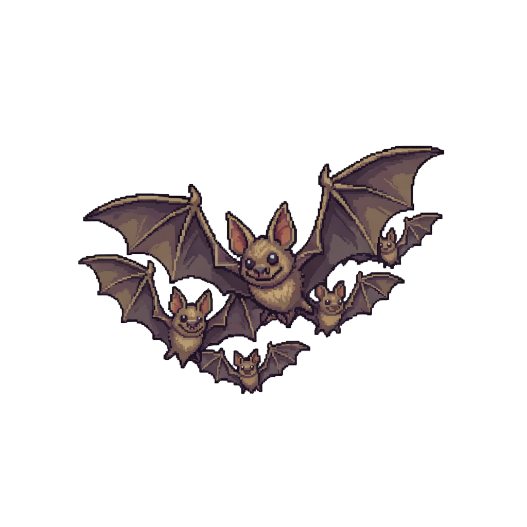 A Swarm of Harmless Paper Bats That Sticky-stick to Clothes