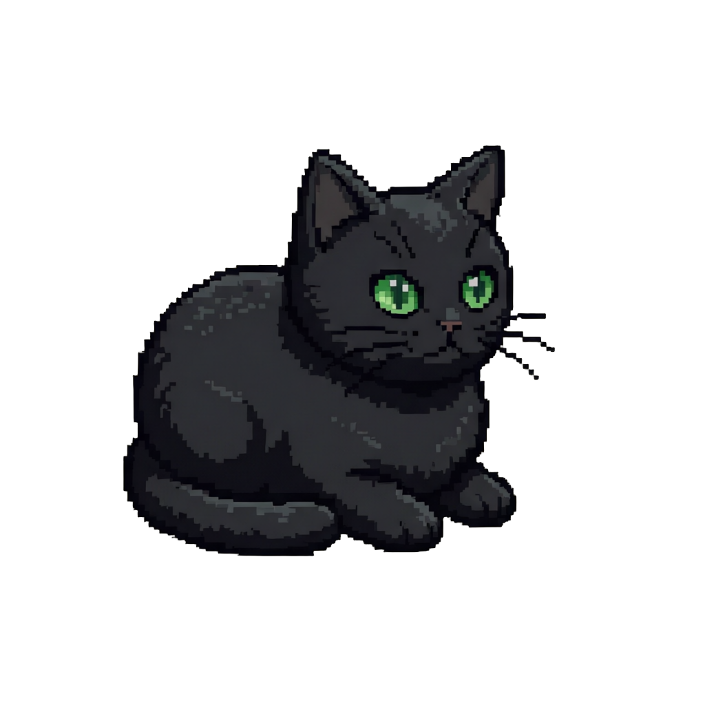 A Soft Plush Black Cat with Green Eyes
