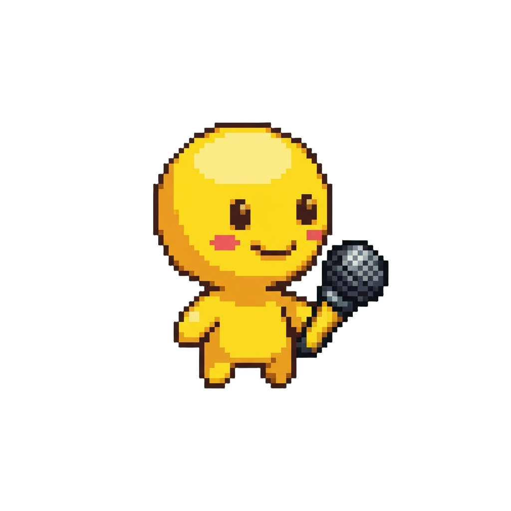 A Bright Yellow Sprunki Holding a Mini Microphone