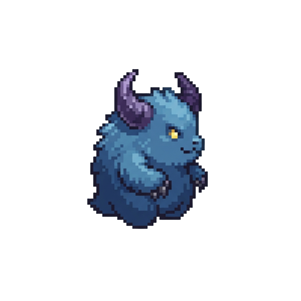 A Horned Fuzzy Blue Shadow Monster