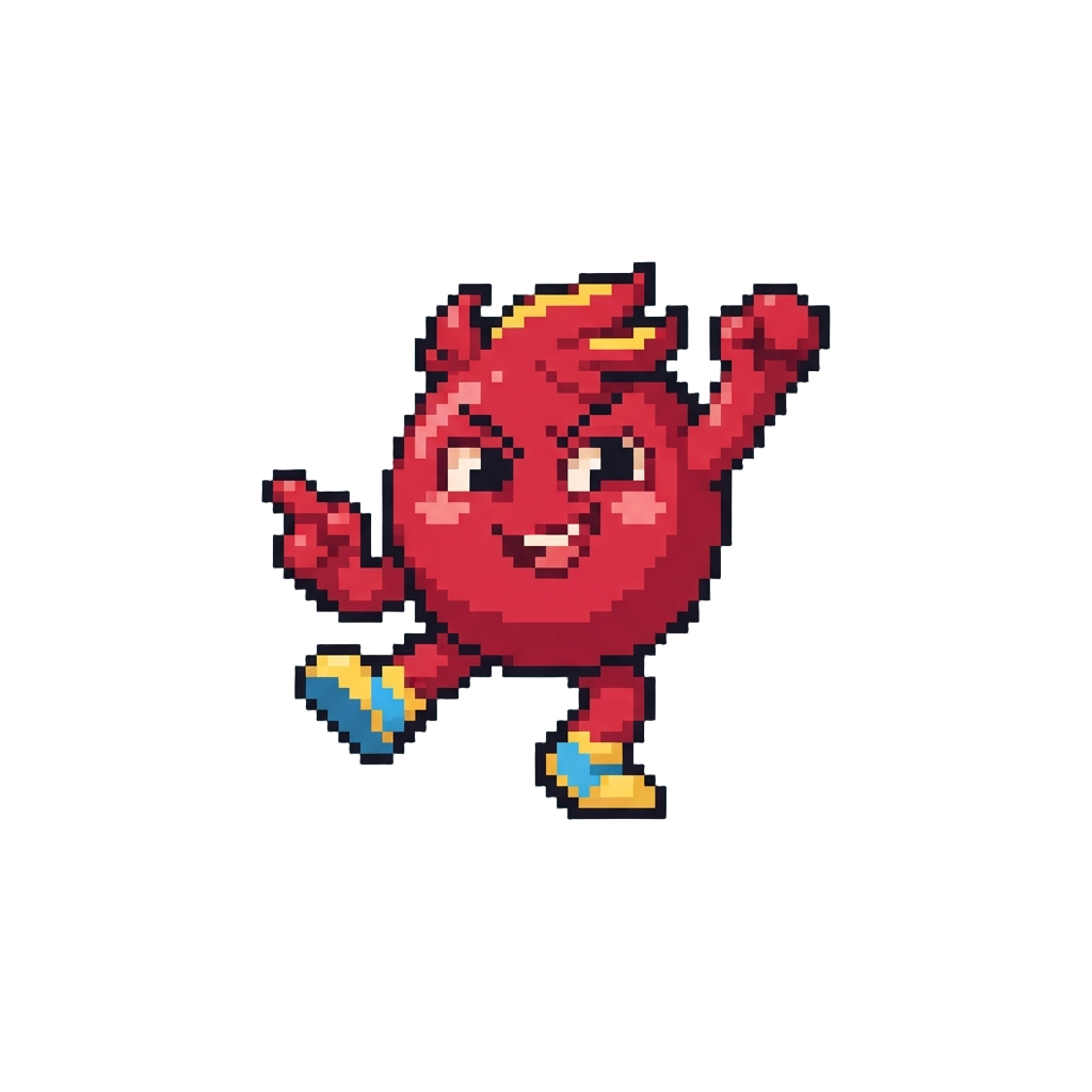 A Red Mischievous Sprunki Popping a Dance Move