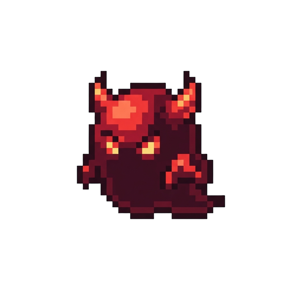 A Tiny Glowing Red Shadow Monster