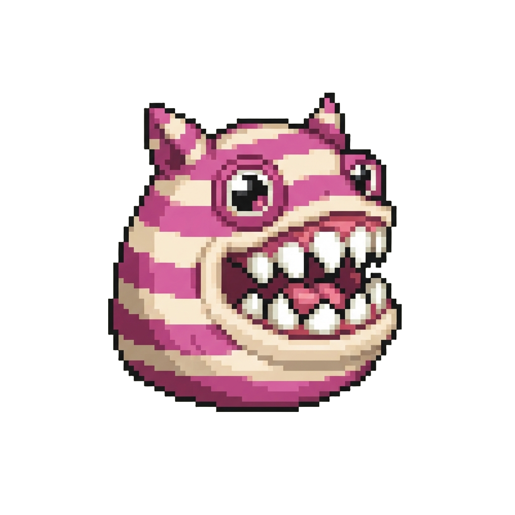 A Comical Striped Monster with Giant Teeth