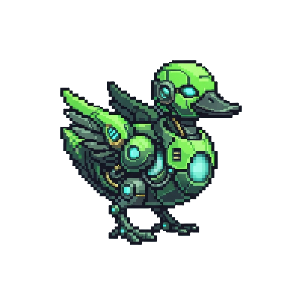 A Glowing Green Alien-tech Giant Robot Duck