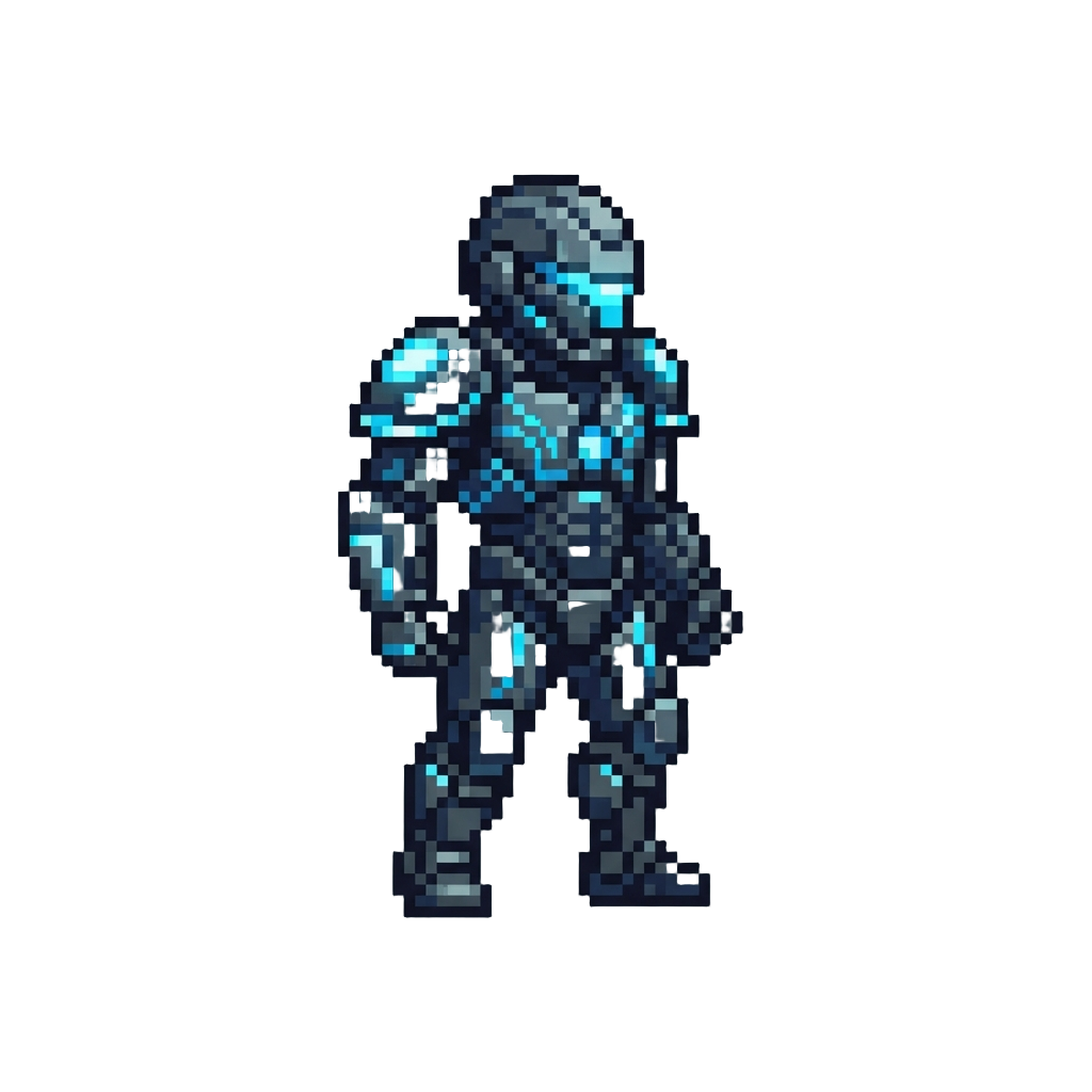 A Futuristic Glowing Neon-blue Cyber Suit