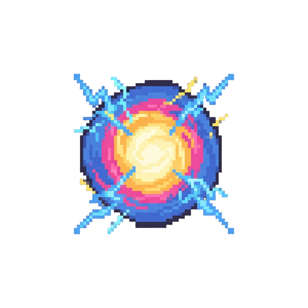 A Luminous Multi-colored Aura Bursting with Electric Arcs
