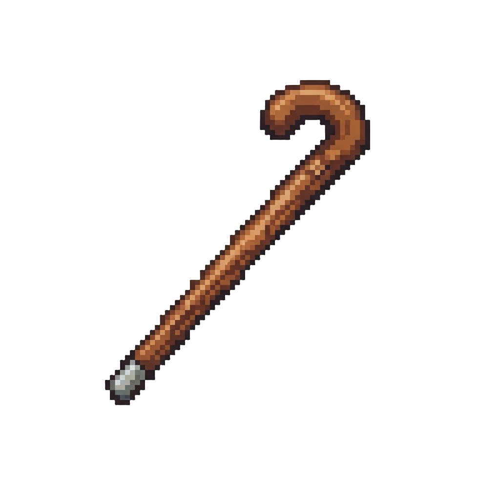 A Polished Wooden Walking Cane