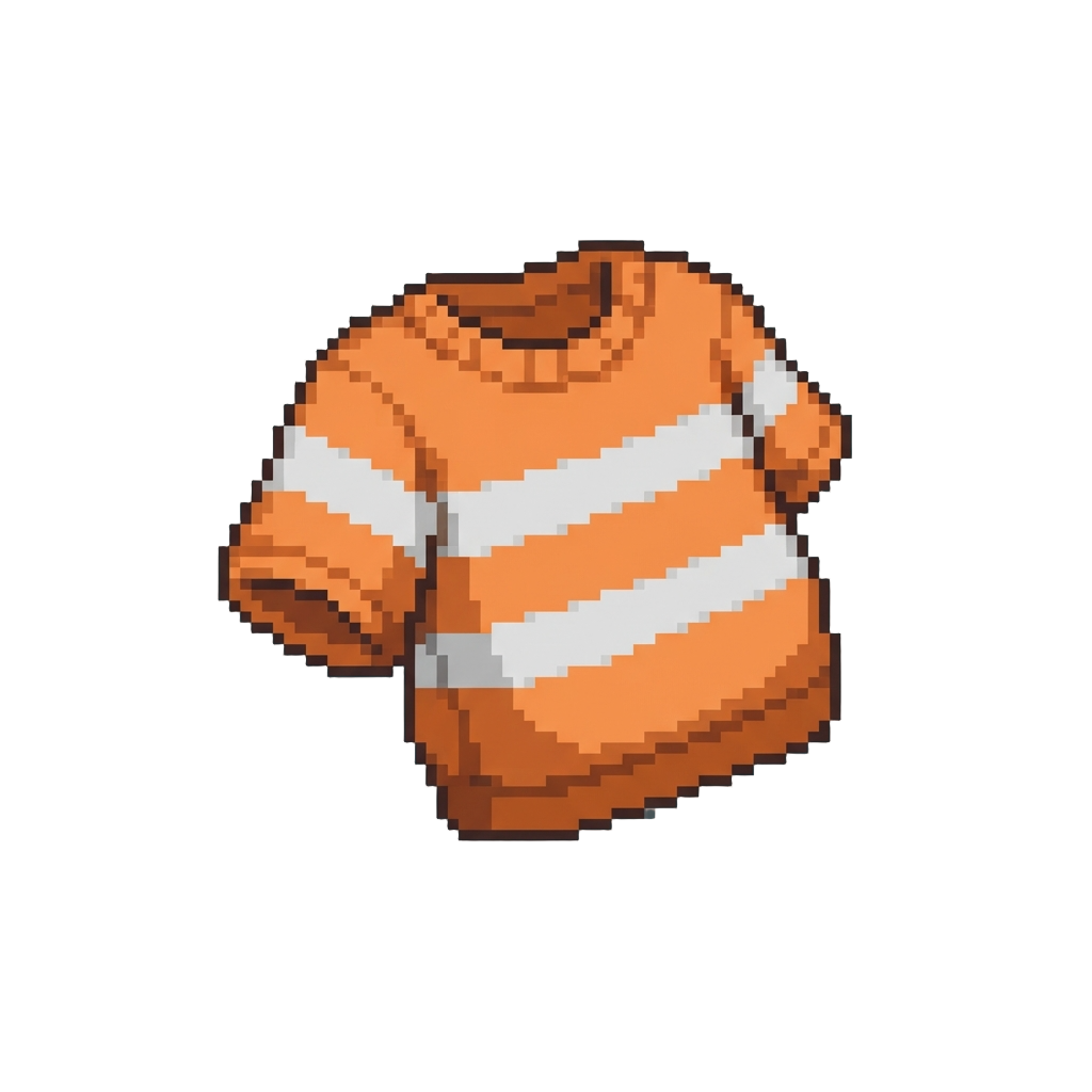 A Retro Orange Tee with Thick White Stripes