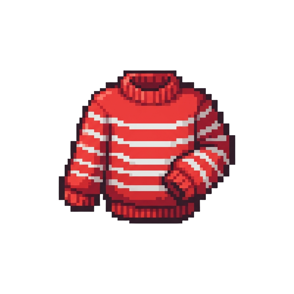 A Bright Red Sweater with White Stripes