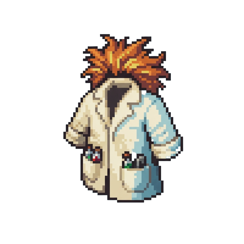 A Silly Mad Scientist Lab Coat with Wild Frizzy Hair