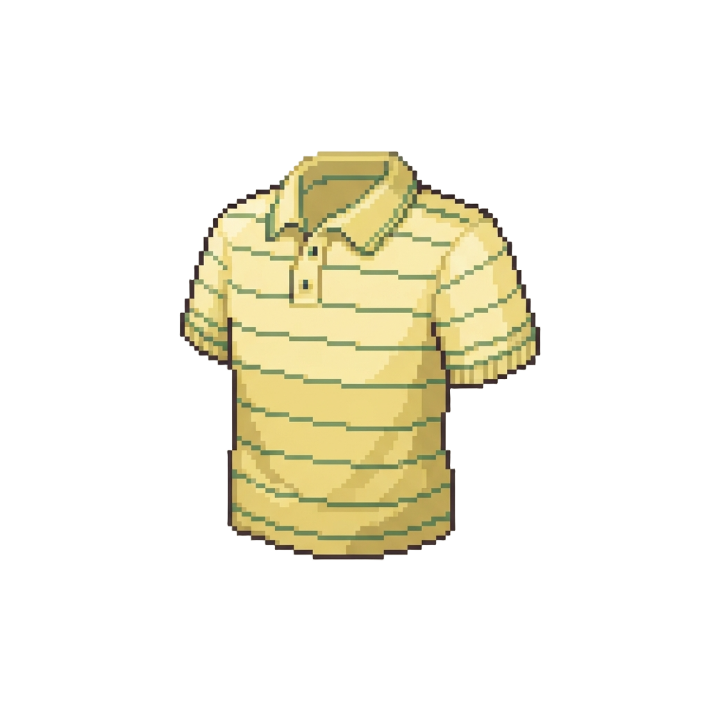 A Pastel Yellow Polo with Thin Green Lines