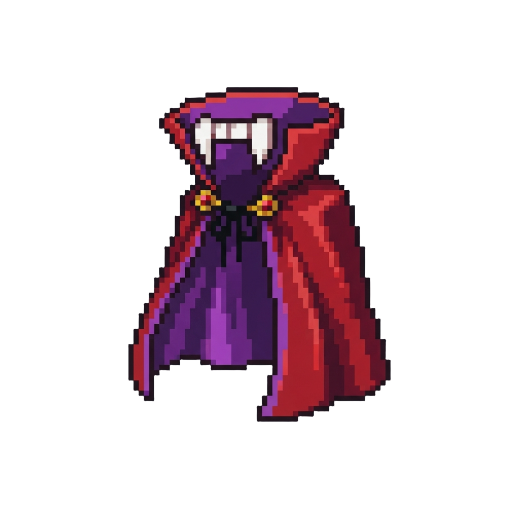 A Funny Exaggerated Vampire Cape with Giant Fangs