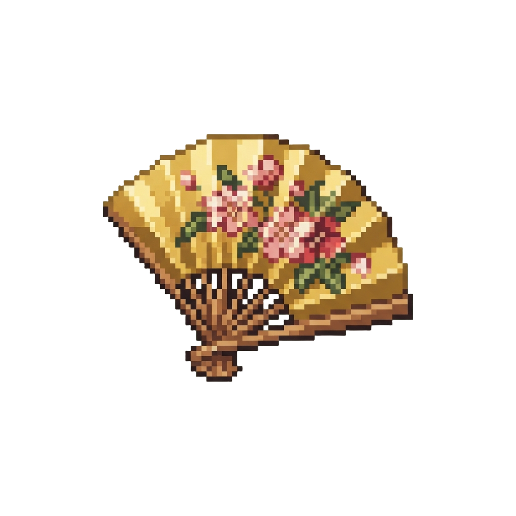 A Golden Blossom Folding Fan