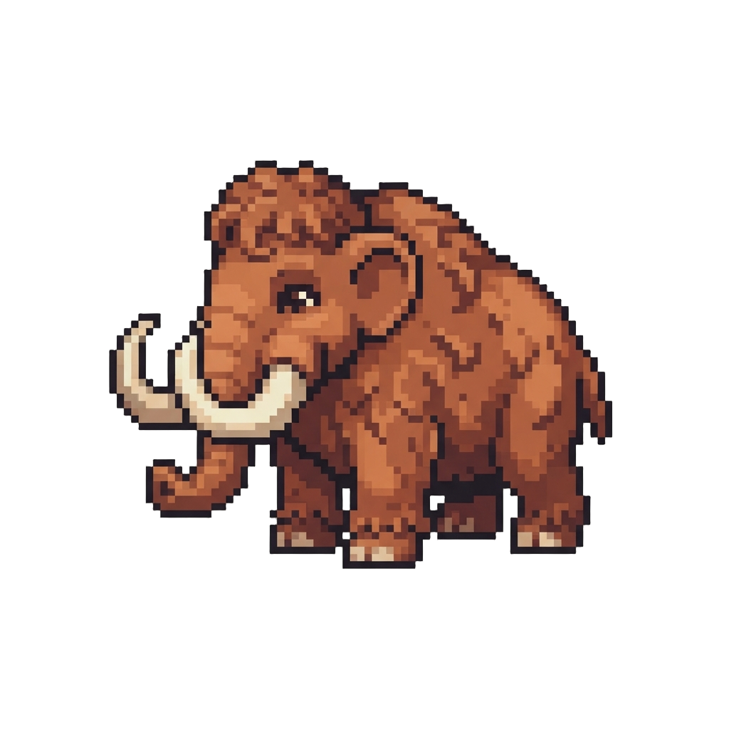 A Cheerful Classic Brown Woolly Mammoth with Soft Curly Fur