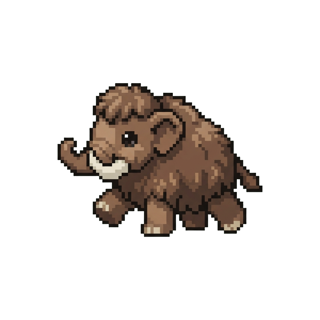 A Tiny Plush-like Woolly Mammoth Taking Cute Baby Steps