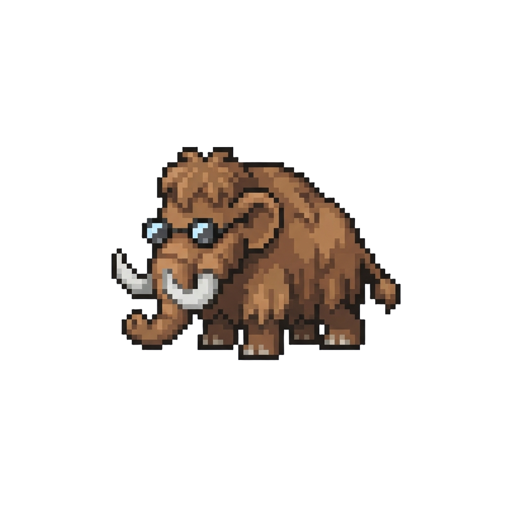 A Micro Woolly Mammoth Wearing Tiny Cartoon Spectacles